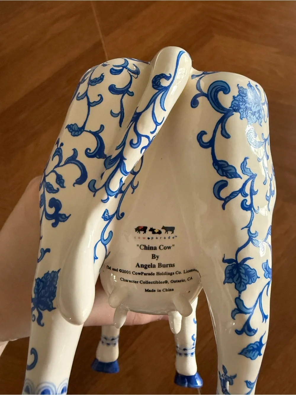 Blue & White Floral Piggy Bank “China Cow” Cow Parade Sculpture by Angela Burns - Picture 5 of 6